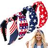 Miskate 4PCS American Flag Headbands for Women Girls Independence Day 4th of July Red White Blue Patriotic USA Bow Knotted Wide