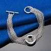 925 sterling silver 8-inch exquisite woven circular bracelet, fashionable men's and women's party jewelry, wedding accessories