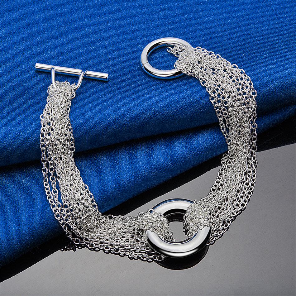 925 sterling silver 8-inch exquisite woven circular bracelet, fashionable men's and women's party jewelry, wedding accessories