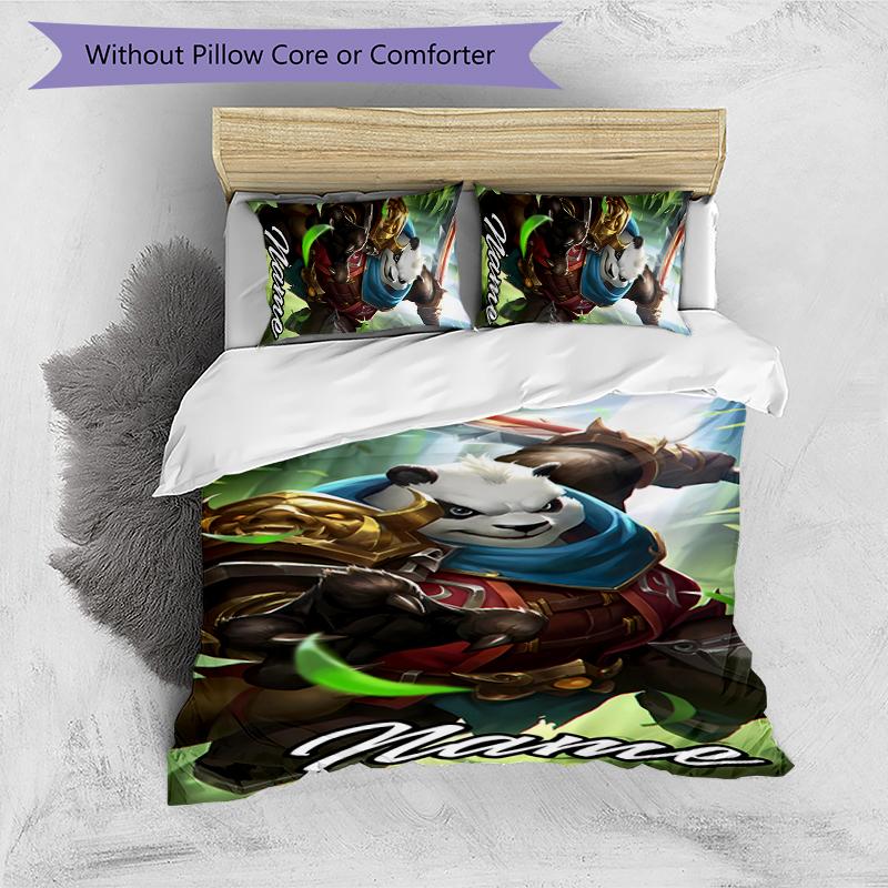 3-teiliges benutzerdefiniertes Namens World of Warcraft Bettwäsche-Set Bettbezug mit Verschluss Enthält 1 Bettbezug & 2 Kissenbezüge für alle Jahreszeiten Schlafzimmerdekoration