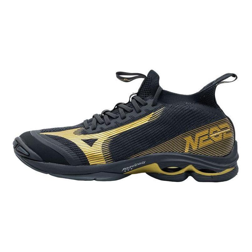 Mizuno Wave Lightning Neo 2 Comfortable Shock Absorption Slip Resistant Durable Low Top Volleyball Shoes Men sneaker Black Gold V1GA220241