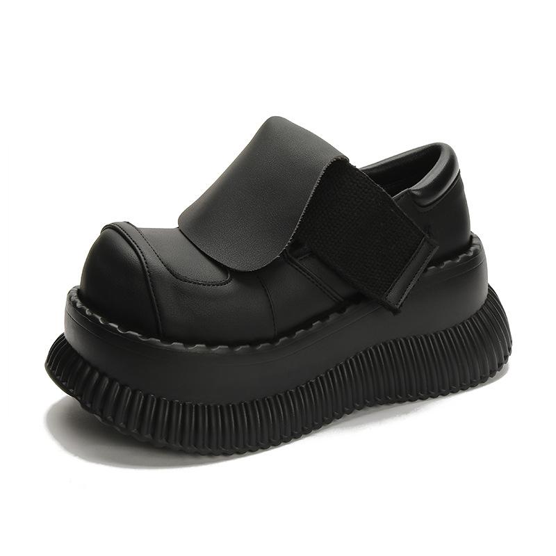 Fashion Women's Black Mary-Jane Platform Pumps Round Closed Toe Ankle Strap Shoes Women's Fashion Chunky Heels Lolita College Shoes