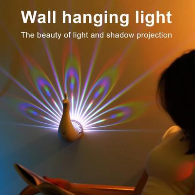 Lâmpada Projetora de Pavão LED Criativa com Controle Remoto Lâmpada de Atmosfera Luz Noturna para Decoração de Parede de Quarto de Casa ao Lado da Cama