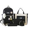 Schoolbag set backpack canvas four-piece set five-piece set student schoolbag Harajuku junior high school students class backpack wholesale