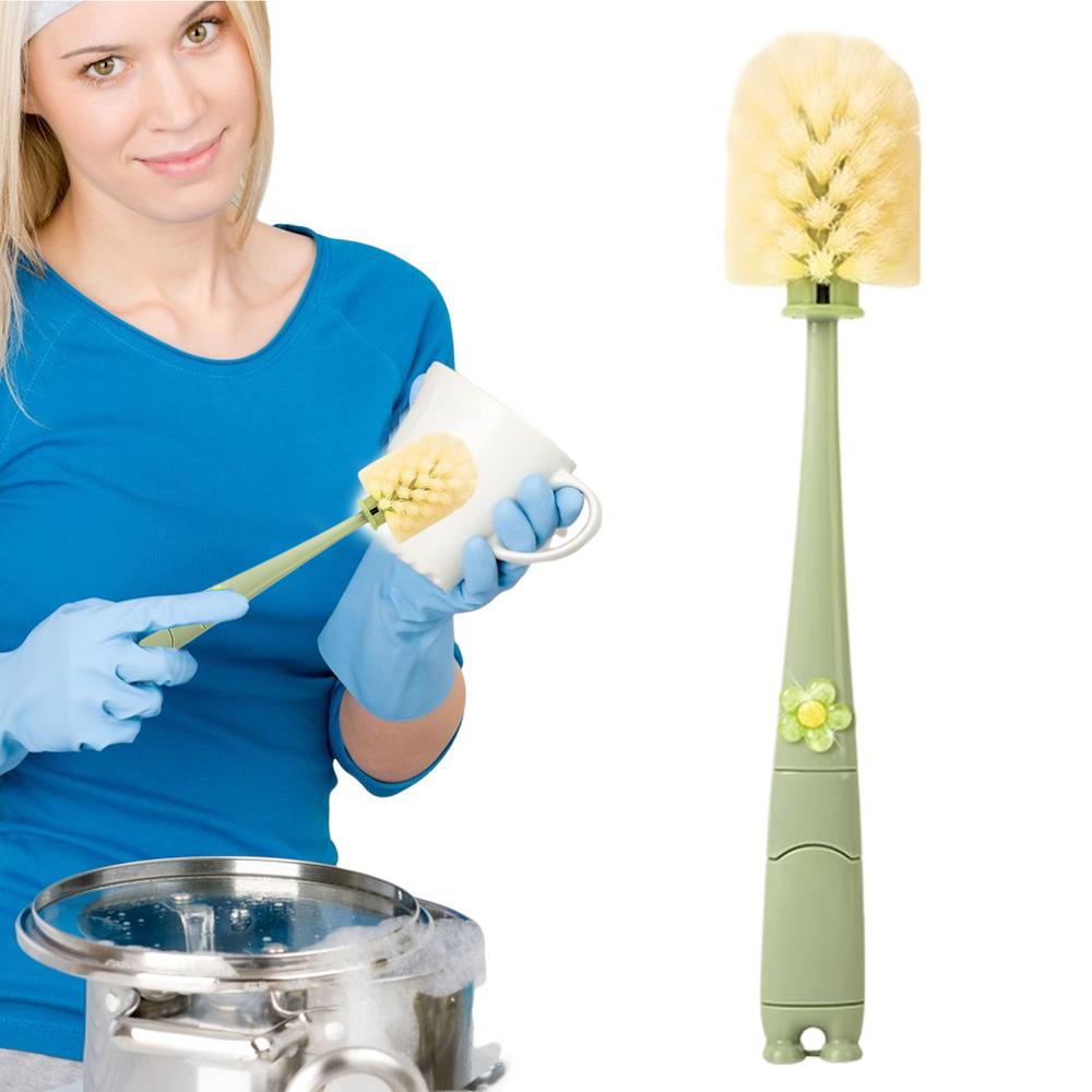 

Щетка для бутылок с водой, длинная ручка, многофункциональная щетка для чистки, толстый нейлоновый материал, инструмент для чистки чашек для спортивных чайников, горячая вода зелёный