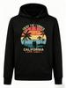 Vintage California Surf Hoodie, "ENJOY THE SUMMER" Palm Print Sweatshirt, Retro Beach Warm Top for Men Women