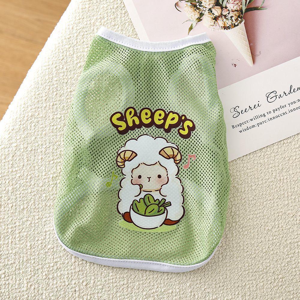 

Pet Spring and Summer Clothes Cool and Breathable Mesh Vest Cats and Dogs Anti-shedding Cartoon Animal Pattern Printing 2XL