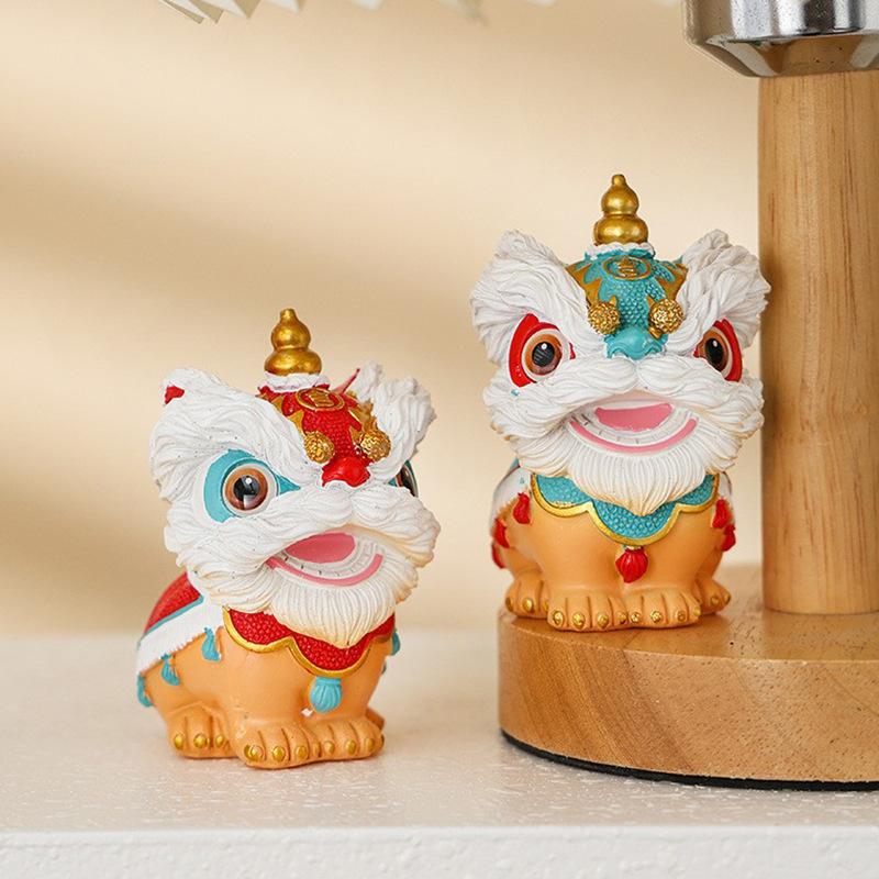 1 Stück festliche Löwentanz-Dekoration im chinesischen Stil für Schreibtisch, Wohnzimmer, TV-Schrank, Weinschrank, Eingangsbereich, hochwertiges Ambiente, elegant