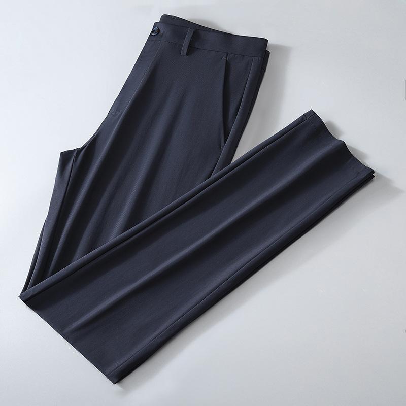 Summer Thin High Elasticity Straight Leg Business Casual Pants for Men with A Simple Hanging Feel