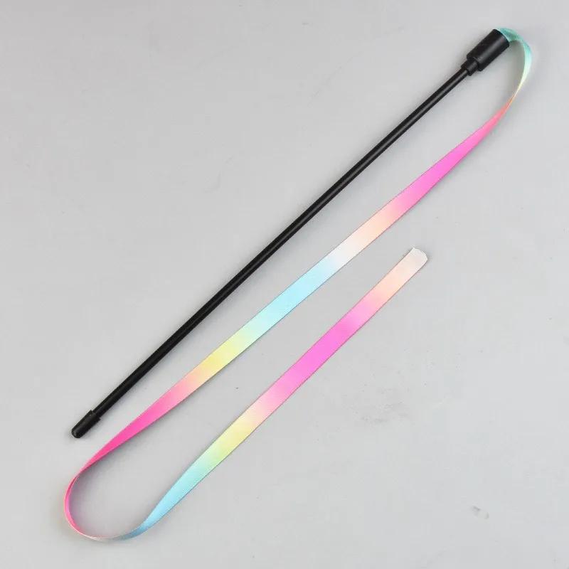 Interactive Coloured Ribbon Cat Toys Teasing Catd Stick Satin Ribbon Cat Stick Toys Kitten Playing Teaser Wand Toy Pet Supplies