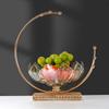 Metal Frame Flower Basket Shape Fruit Plates Glass European Fruit Tray  Photography Props