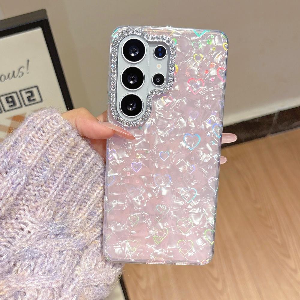Aurora Love Heart Butterfly Case for Samsung Galaxy S26 S25 Ultra S24 Plus S23 FE A55 A56 A16 A54 A35 Laser Shell Pattern Cover
