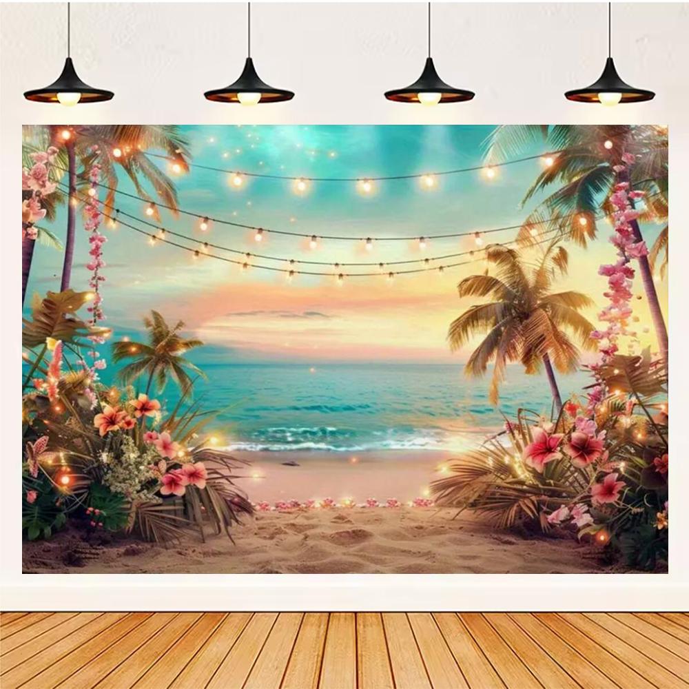 Summer Hawaii Party Supplies Background Banner Decoration Aloha Coconut Tree Surfboard Baby Shower Backdrop Photography Props