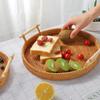 Vietnamese Rattan Tray Vine Woven Storage Double Ear Practical Desktop Tray Basket Bread and Fruit Dim Sum Picnic Simple Storage