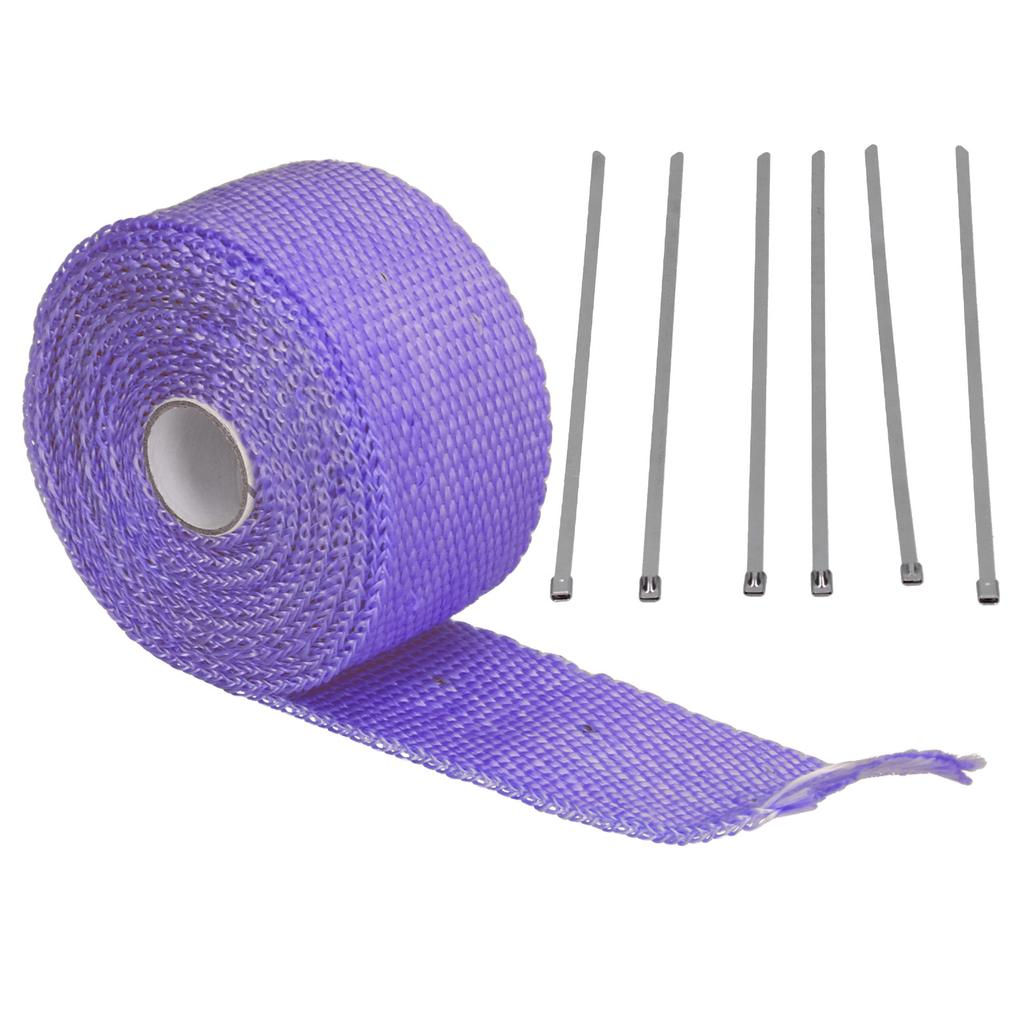 5m Exhaust Heat Wrap Insulation Tape Glass Fiber with Alloy Steel Tie for Car Motorcycle