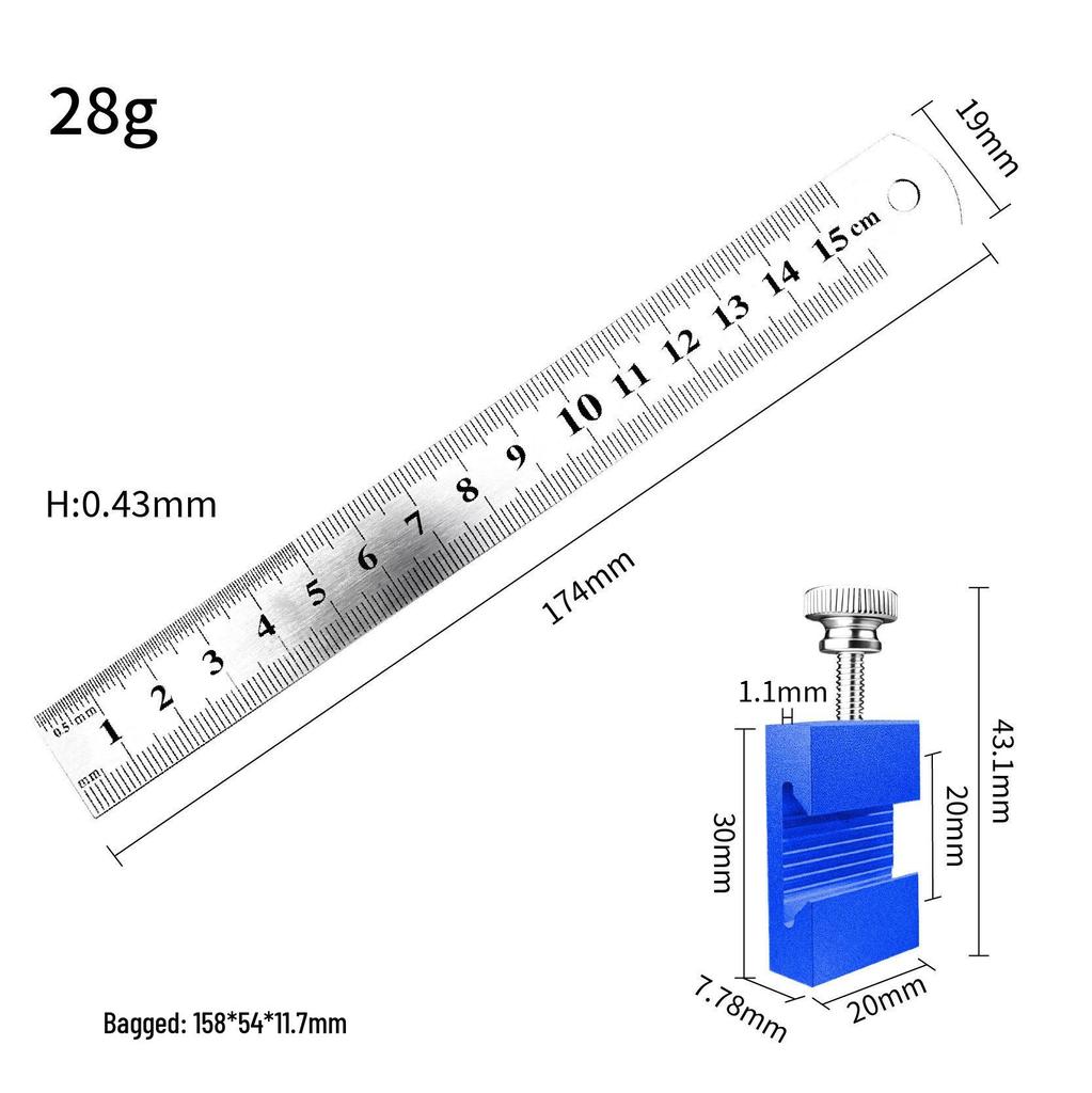 Yunbei 7-Inch Aluminum Woodworking Triangle Square Ruler, 90-Degree Angle, Dual Scale (Imperial/Metric).