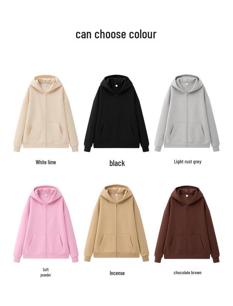 Sino-German Plush 330g Hooded Cardigan Sweatshirt for Men & Women - Custom Workwear with Logo & Printing Options