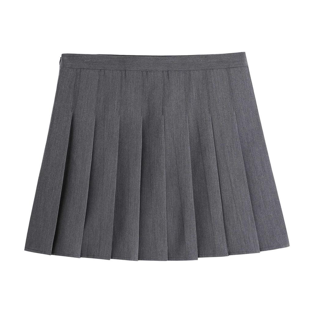 Autumn Preppy Style Plus Size High Waist Pleated Skirt for Women