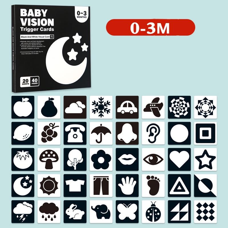 Black And White Sensory Cards For Babies 0-6 Months 30 Cards With 60 Stimulating Patterns Black/White