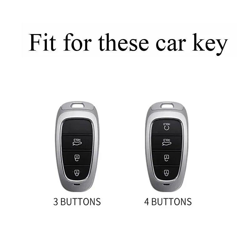 3/4 Button Zinc Alloy Leather Car Key Case For Hyundai Tucson Santa Fe Tucson Tuscany Nexo Nx4 Atos Prime Solaris I30