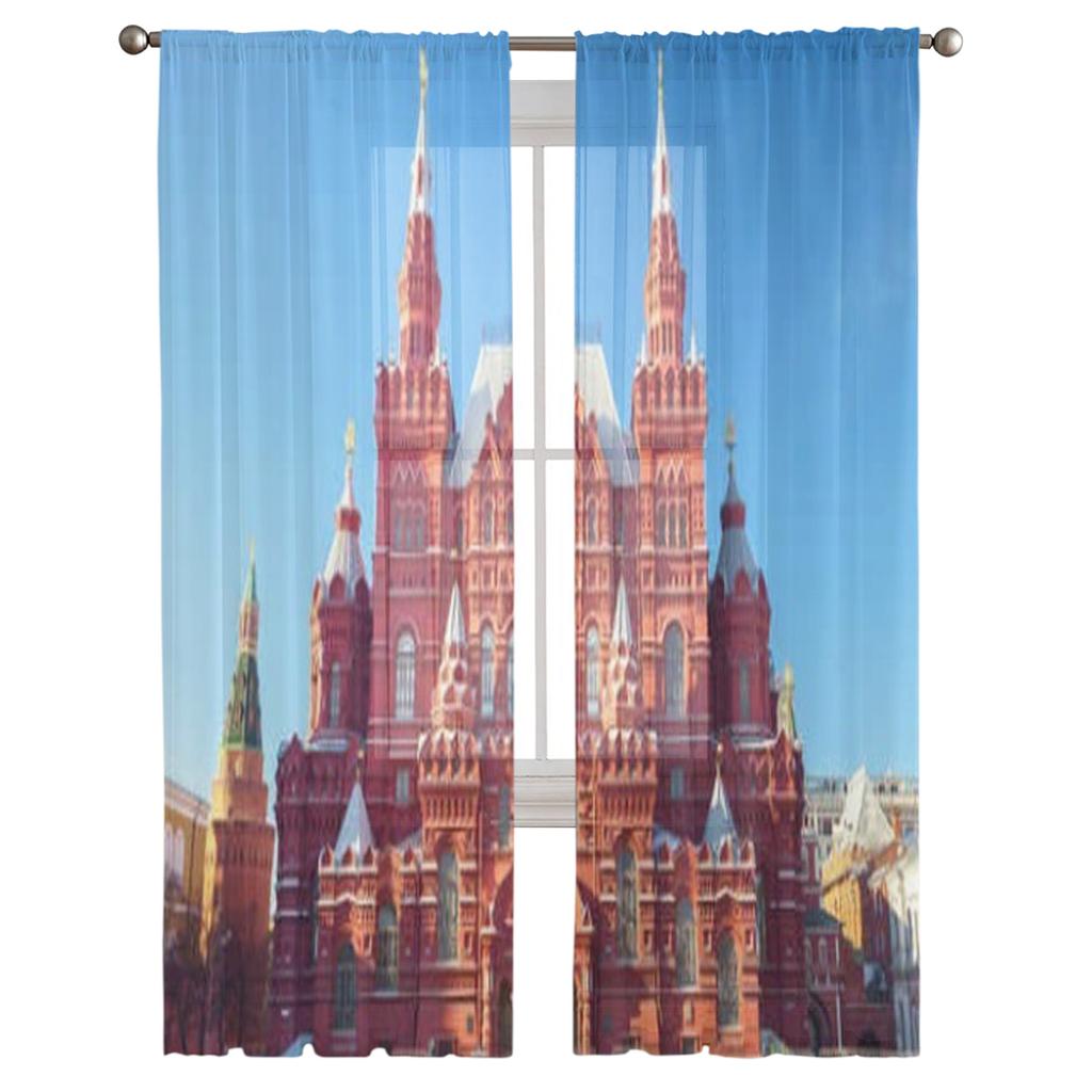 Muzeul de Istorie de Stat Pe Piața Roșie Perdele din șifon transparent pentru sufragerie Decorare dormitor Voile ferestre Perdele din tul