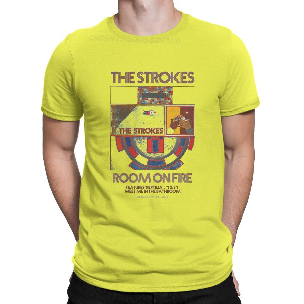 Men's Room T-shirts The Strokes A Word Cotton Men Clothing Male Vintage Men T Shirts Summer Tops Tees Adult Oversized T-Shirts