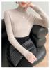 Women's Ribbed Cashmere Sweater: Half-High Neck, Slim-Fit, AW24 Collection, Warm Wool Knit Base Layer.
