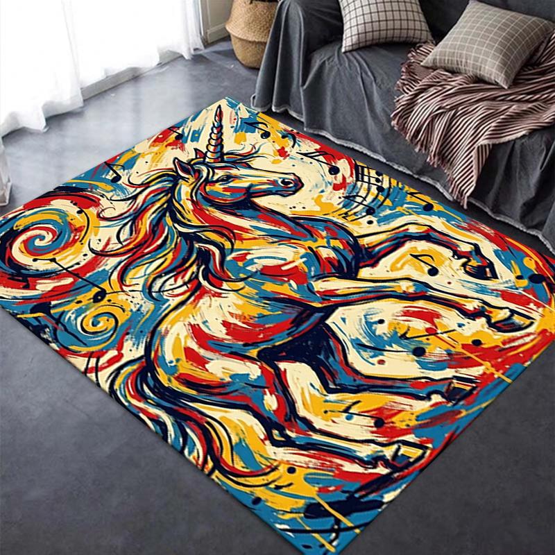 2025 New Unicorn Animal Carpet Rug for Living Room Bedroom Home Sofa Decoration,Kids play Non-slip Floor Mat129