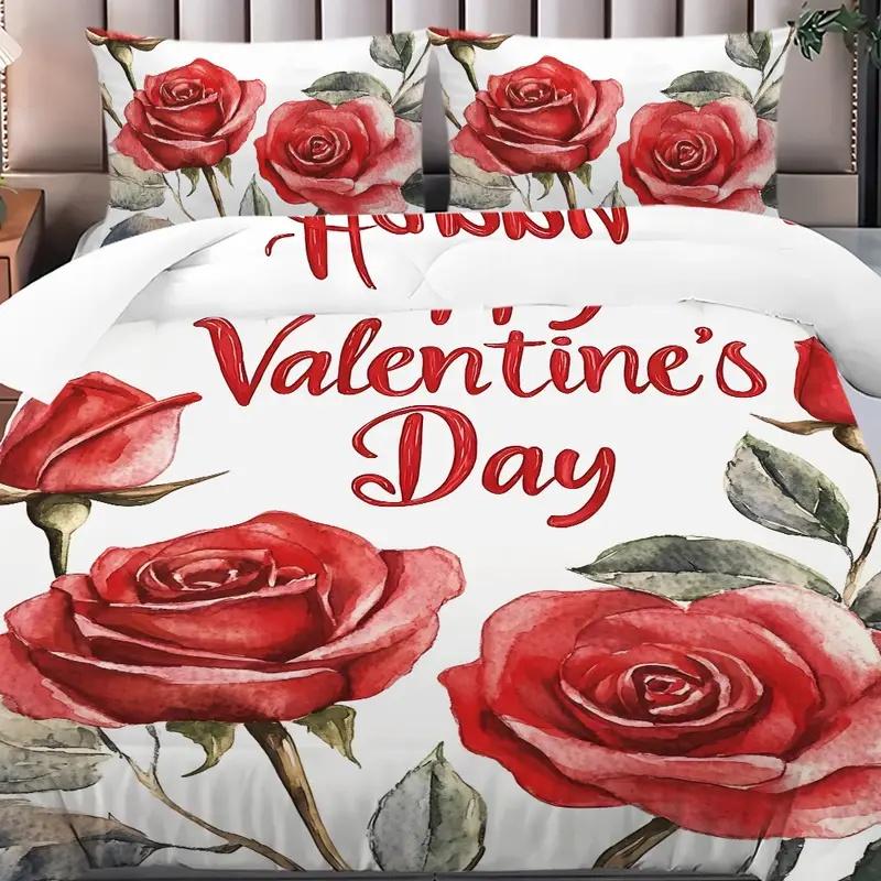 Valentine's Day 3pcs Pink Truck Polyester Bedding Set - Includes Duvet Cover & Pillowcases, Soft & Comfortable