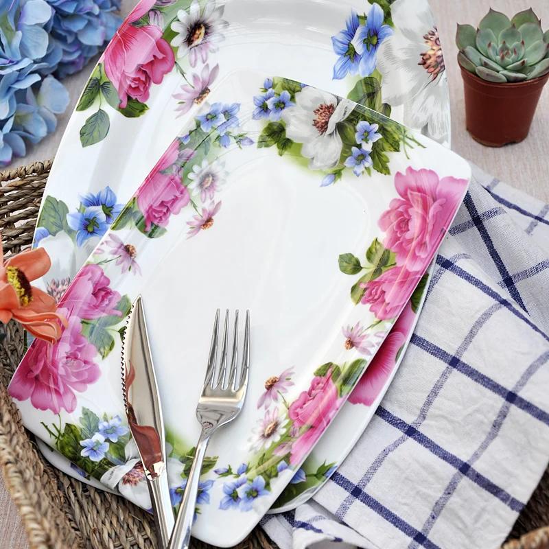 12 Inch, Fine Bone China Dinner Plate Tray, Ceramic Oval Fish Dishes, Decorative Buffet Dishes Serving, Big Cake Tray