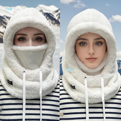 Damen Wintermütze mit Fleece-Futter, Ohrenschutz und winddichter Schalmaske