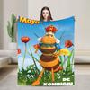 Super Soft Maya The Bee With Flowers Cartoon Throw Blanket Premium Flannel Fleece Lightweight  Bed Blanket Fuzzy Plush Blankets