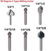 1PC 1/4 Inch Shank 90 Degree V Groove Router Bit Set CNC Engraving Drill Bits Solid Hardened Steel Router Bits High Quality