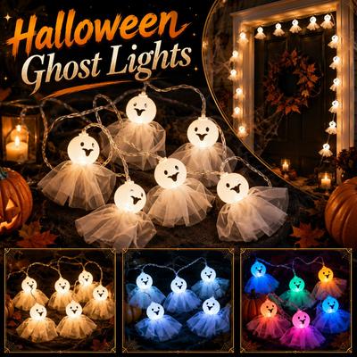 Ghost String Lights Halloween Decoration Indoor Outdoor Hanging Fabric Ghost Lights for Party Festival Ambiance Lighting