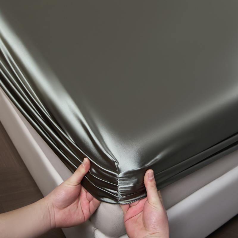 Einfarbiges Mode-Satin-Spannbettlaken Rayon-Matratzenbezug mit Gummizug Bettlaken für Bettwäsche 140x200 160x200