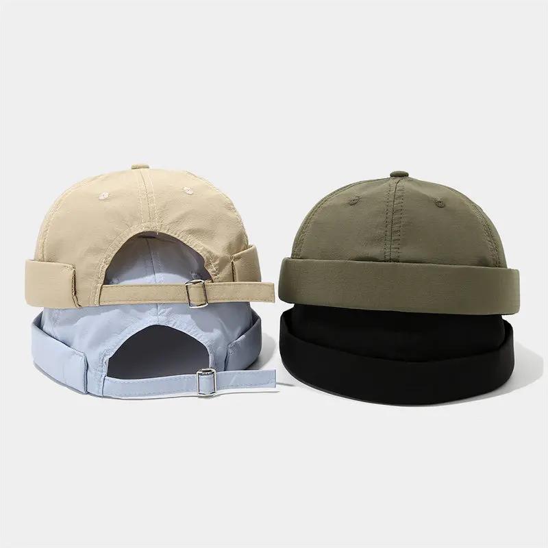 LDSLYJR Four Seasons Polyester Solid Docker Cap Brimless Hat Skullies Beanie Hats Landlord Sailor Cap Men and Women 30