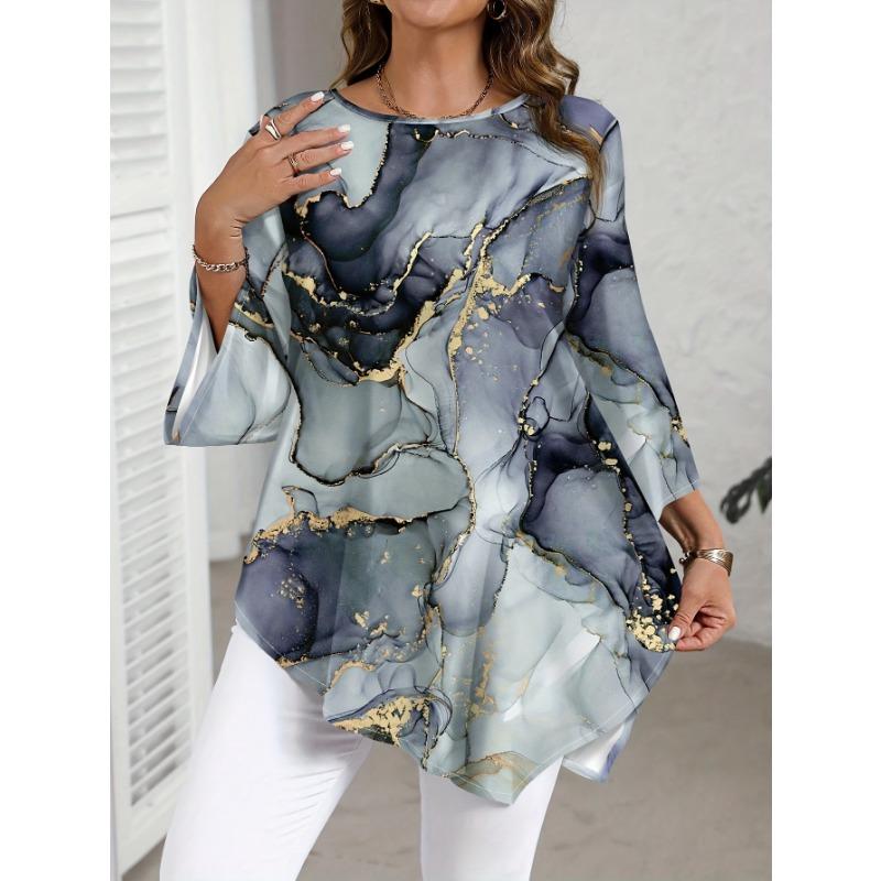 Topuri cu imprimeuri pentru femei mărimi mari Cămăși casual și elegante pentru femei mărimi mari pentru vară Îmbrăcăminte exterioară