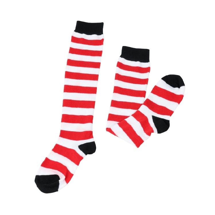 Women Christmas Knitted Socks Cute Striped Stockings Knee High Socks Streetwear
