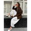 Linad Vintage Loose Lace Pencil Pants For Women White Elegant Elastic Waist Trousers Street Chic Ankle Length Pants 2025 Summer