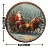 Vintage Metal Sign Blue Deer Merry Christmas Retro Tin Plate Wall Decor Home Holiday Gift 20 Cm