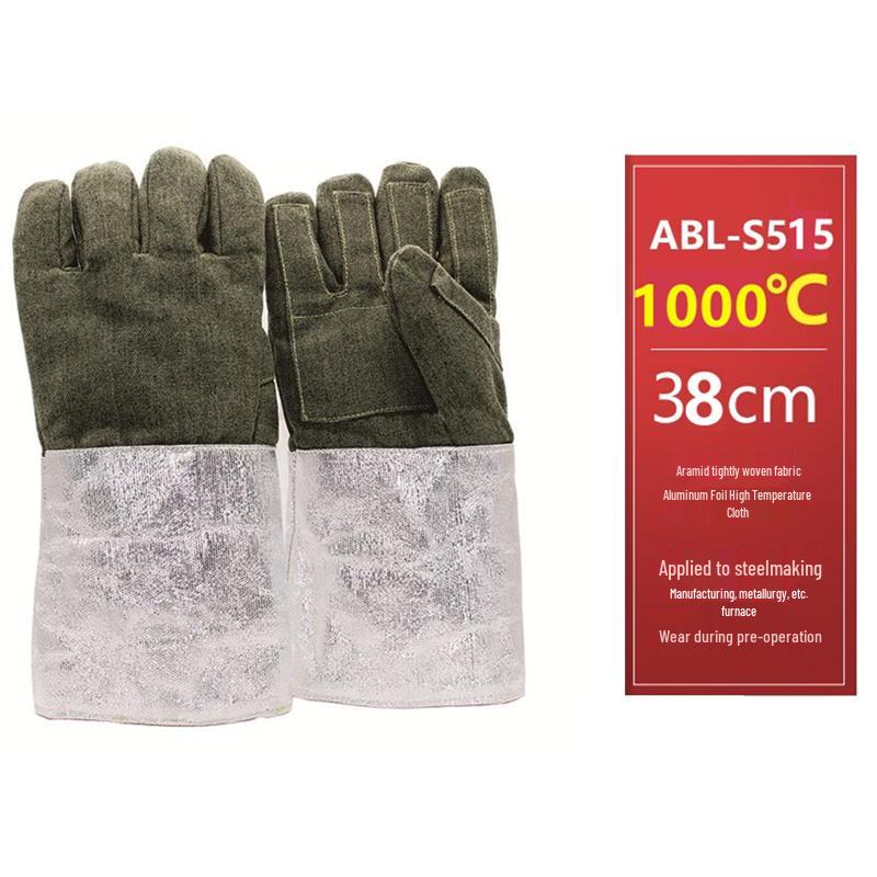 Industrihandskar som tål höga temperaturer: Skållningsskyddande, Brandsäker, Värmeisolering upp till 1000°F, Flexibel femfingerdesign.