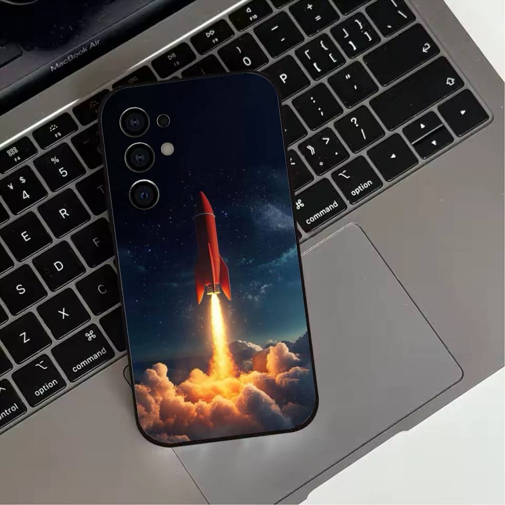 Launch the rocket Phone Case For Samsung S25,S24,S21,S22,S23,S30,Ultra,S20,Plus,Fe,Lite,Note,10,Black Cover