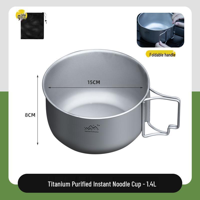 Portable Foldable Titanium Camping Cookware: Multi-functional Purification Pot and Instant Noodle Bowl