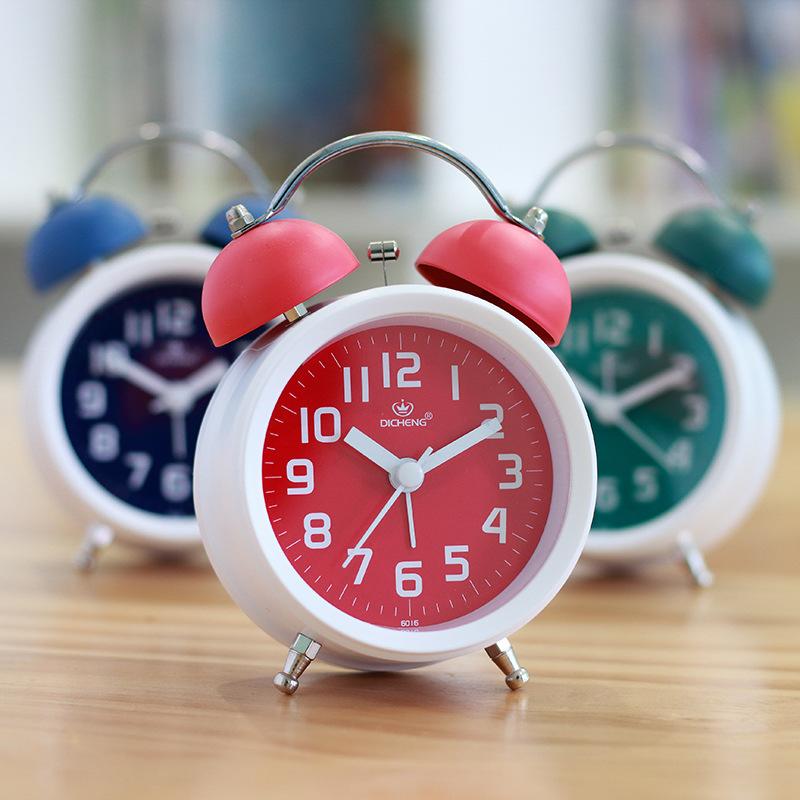 Nordic Style Fashionable and Simple Creativity Metal Ringing Alarm Clock Mute Alarm Clock Student Bedroom Luminous Clock Watch