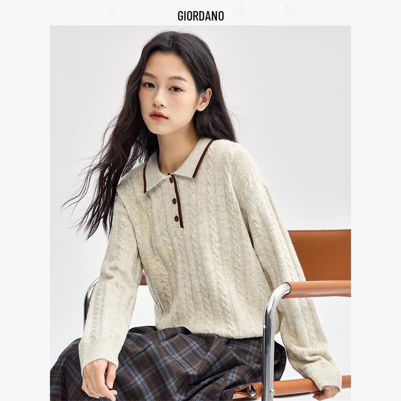 

Giordano Women s Retro Textured Half-Placket Knit Sweater XL