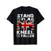 British Army Veterans T-shirt - Stand for the Flag, Kneel for the Fallen T-shirt with Union Jack and Soldier Silhouette, Union Jack Print, Casual Fit
