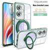 Plating Ring Magnetic Support Transparent Magsafe Phone Case For OPPO A79 A57 A77 A77S A17 A17K A53 A53S 4G 5G Seismic Case