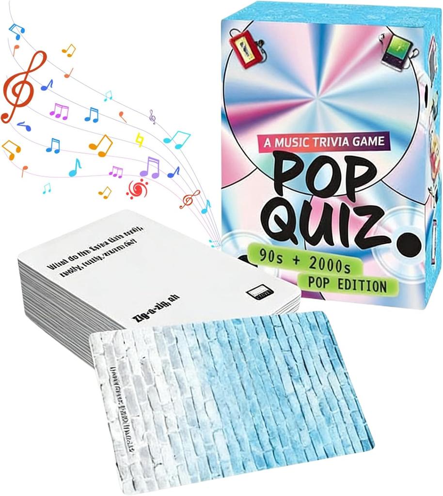 Lyrics Pop Quiz 90s & 2000s Edition Music Trivia Game, Friends Throwback Lyrics Games, Pop Quiz Card Game, 150 Cards Memory Correct Games for Friends,