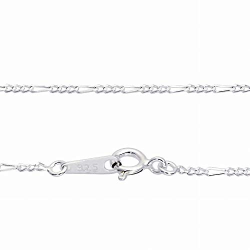 Sears Silver 925 Figaro Double-Cut Chain, 1.3mm Wide, 45cm Long, sfg40-45