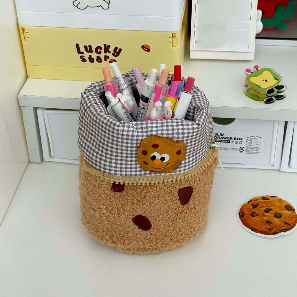 Large Capacity Cookies Plush Pen Bag Snack Cookies Cookies Plush Pencil Pouch Office